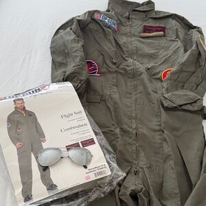 Too Gun costume Olive Flight Suit for Men